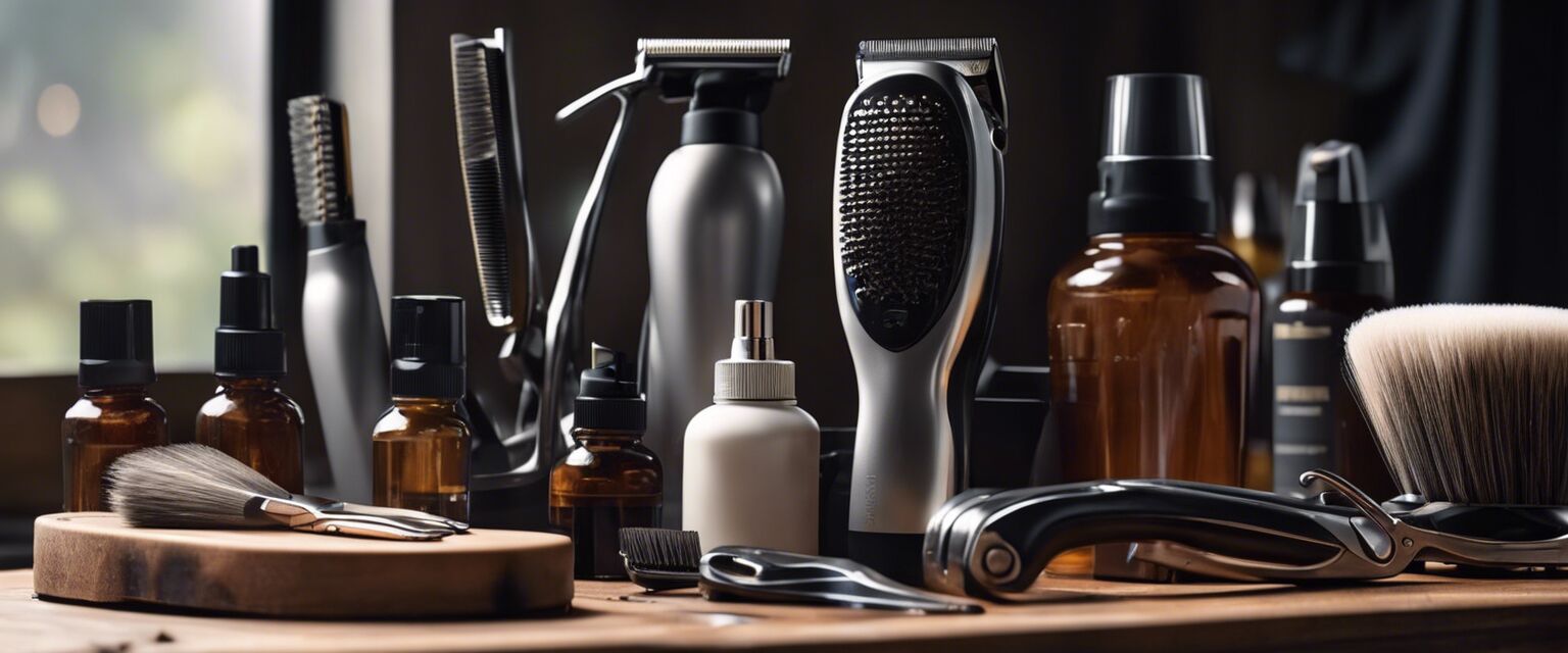 Accessories for dog grooming on a table