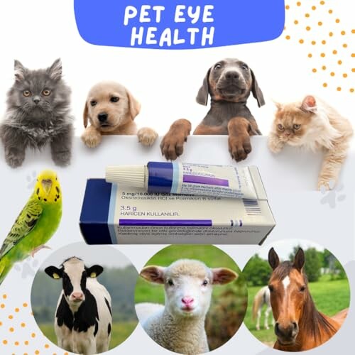 Various pets and animals with eye health product